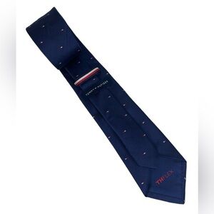 Tommy Hilfiger The Flex Navy Blue, Red and White Monogram 100% Silk Tie